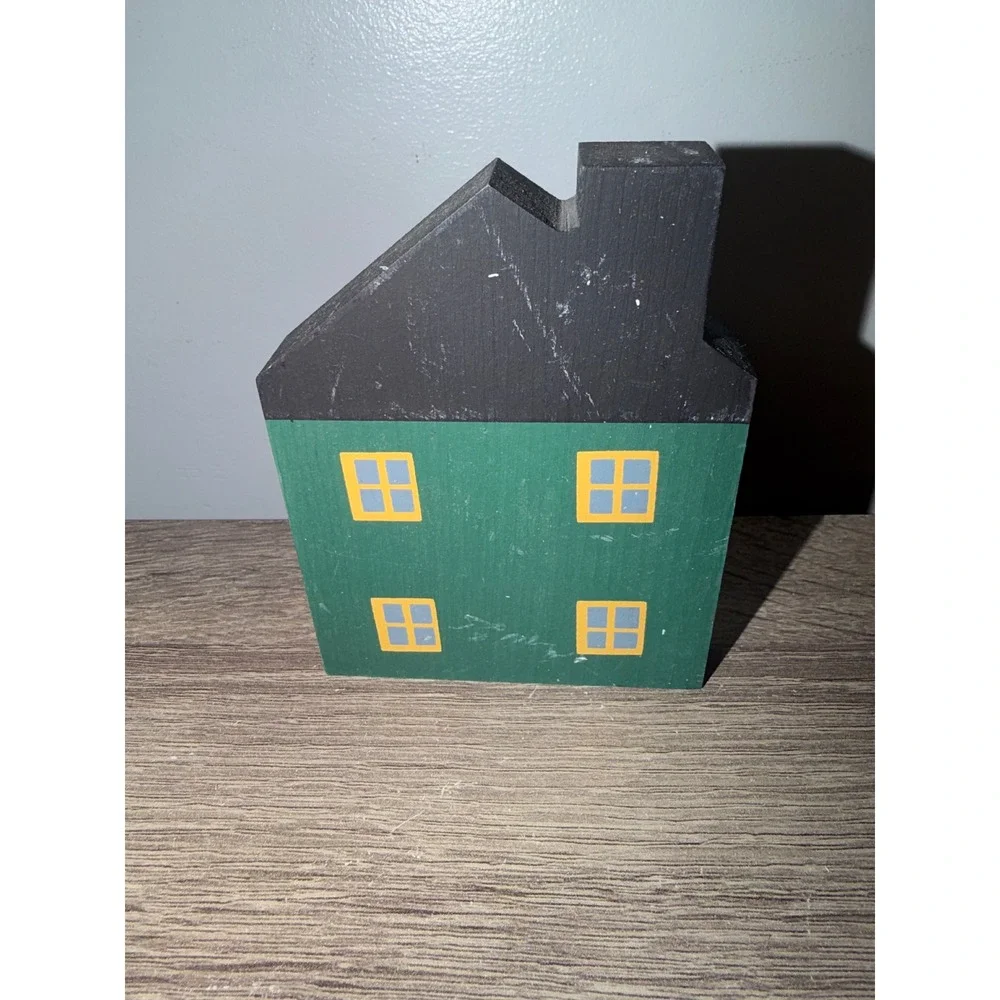 Vintage The Cats Meow Village Tobacconist Shoemaker Wood Block Shelf Sitter 1984
